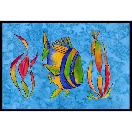 Jensendistributionservices Troical Fish And Seaweed On Blue Indoor & Outdoor Mat, 18 x 27 in. MI2556268